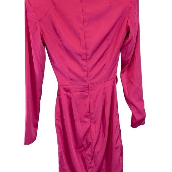 HOUSE OF CB 'NELINHA' HOT PINK TUX WRAP DRESS - Picture 7 of 16